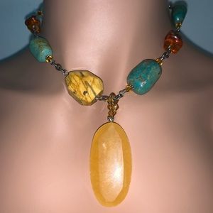 Silpada Set Sterling Jade, Turquoise AmberJasper Necklace Earrings